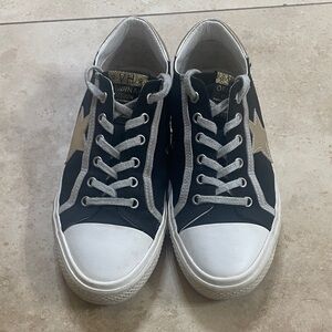 Vintage Havana Black and White Sneakers with Gold Star